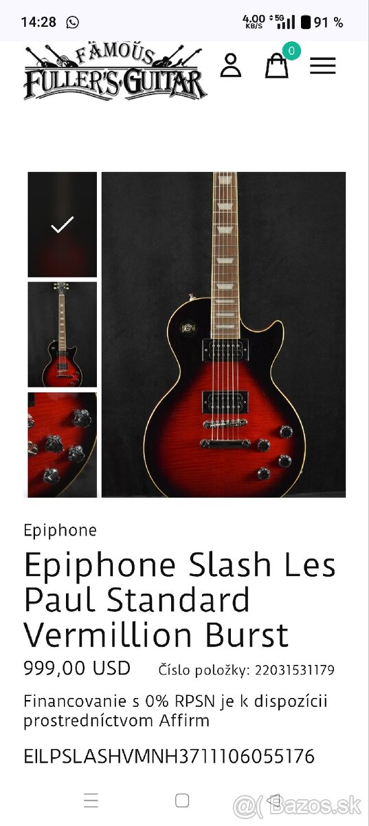 Epiphone Slash Les Paul Standart Vermillion Burst - 13