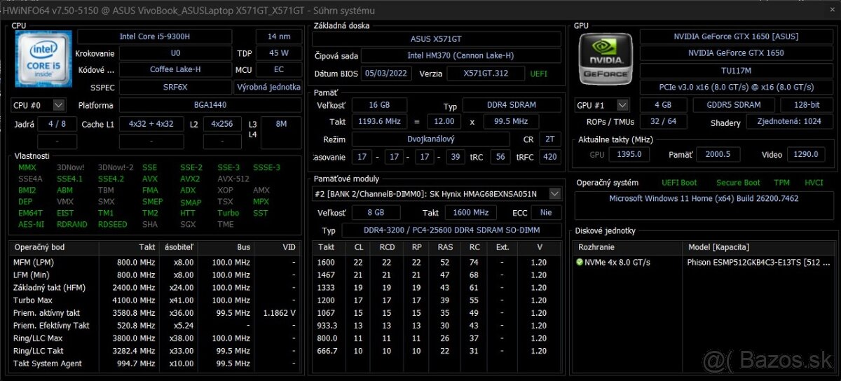 ASUS Vivobook /i5-9300H/16GB RAM/FHD IPS/512GB SSD/GTX 1650 - 13