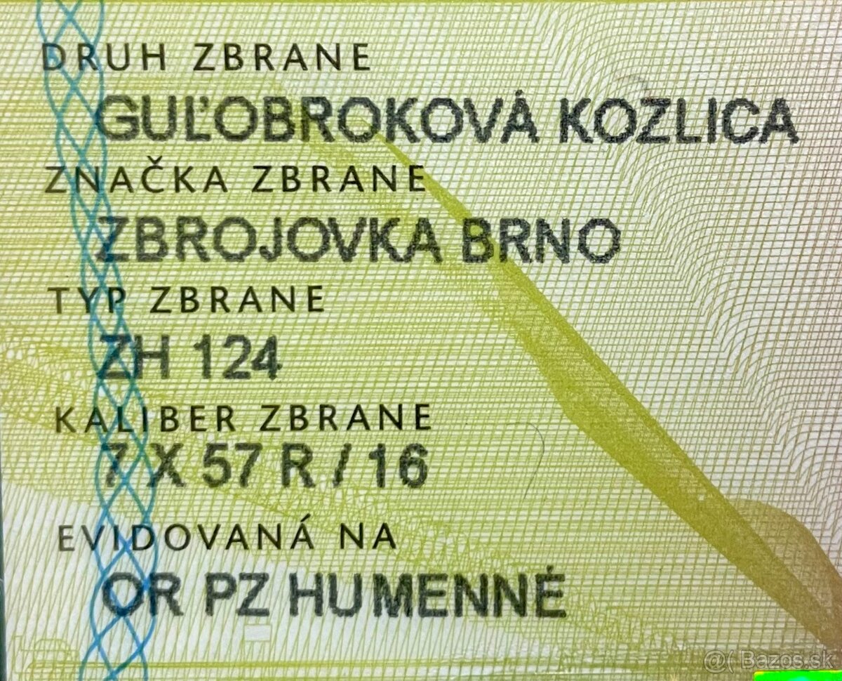 Predám brokovú kozlicu ZH 124 kaliber 7/57R+ br. hlaveň 321 - 13