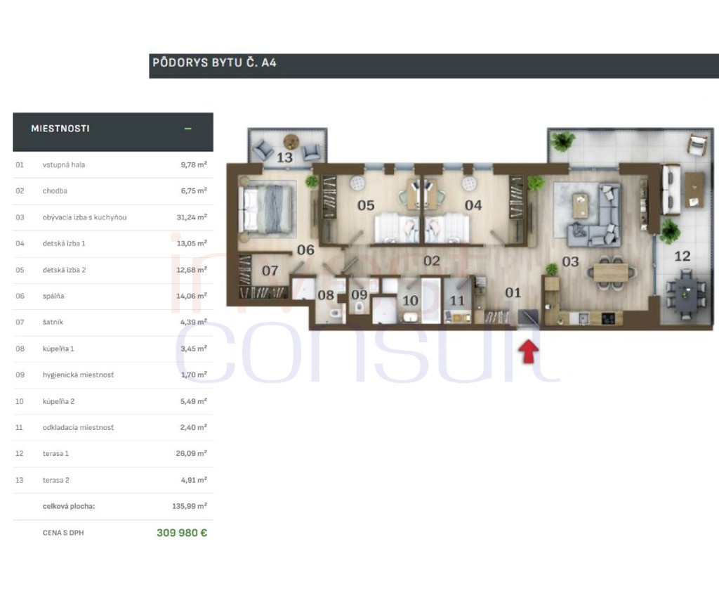 2333 NA PREDAJ EXKLUZÍVNE ŠTVORIZBOVÉ BYTY - 13