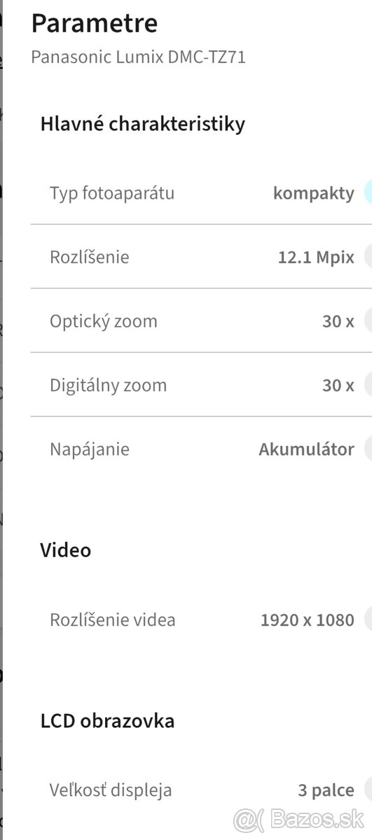 Digitálny fotoaparát PANASONIC DMC-TZ71 TOP STAV - 13
