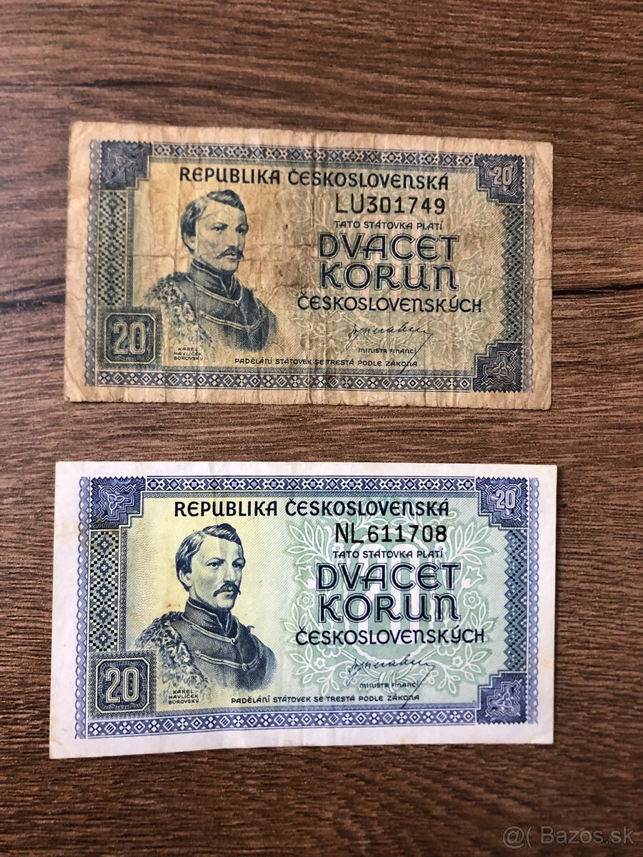 Bankovky PROTEKTORÁT a ČSR 1 - 13