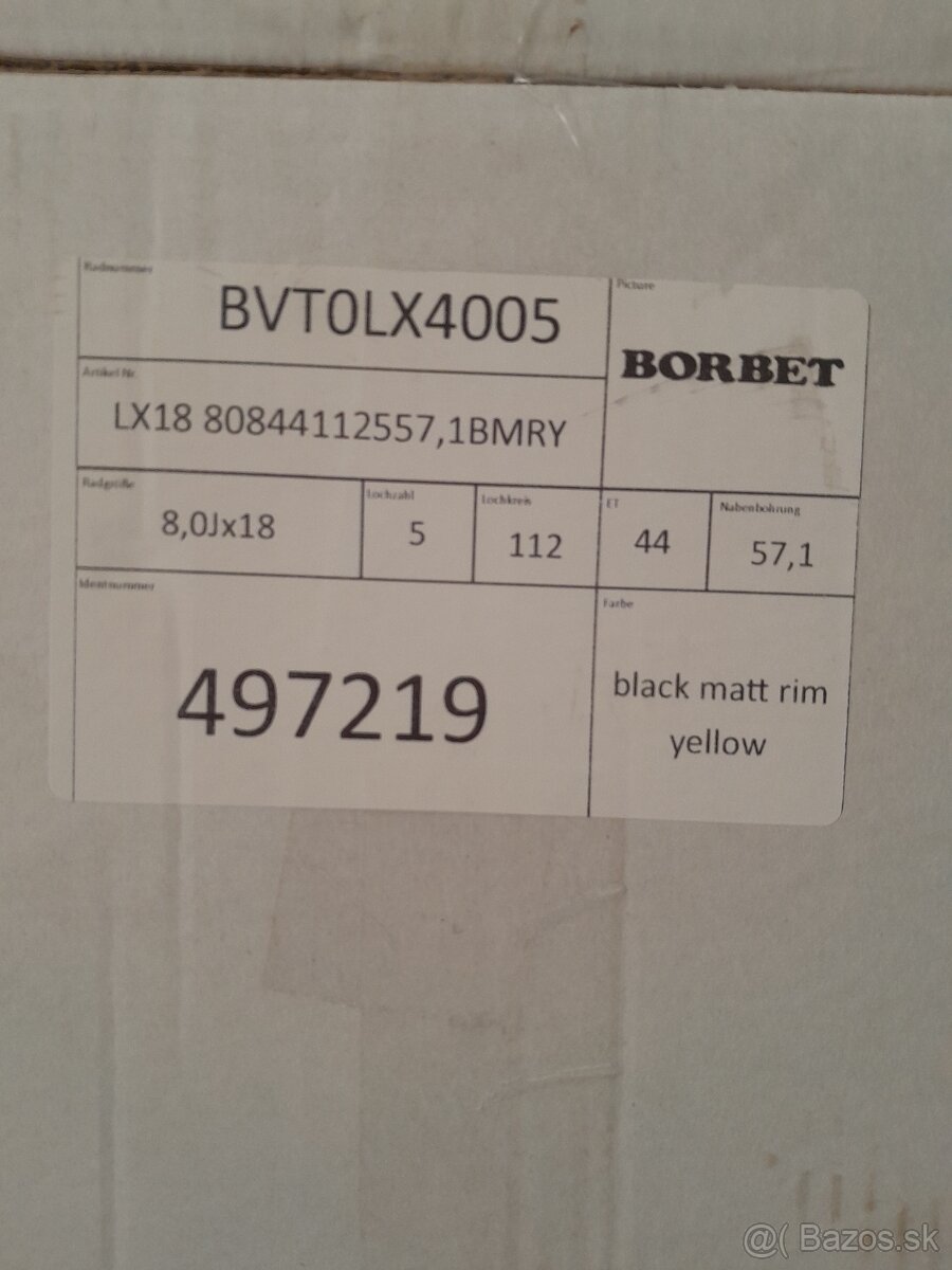 Alu disky R18 5x112 Et44 8J Borbet Audi Vw Škoda Seat - 13