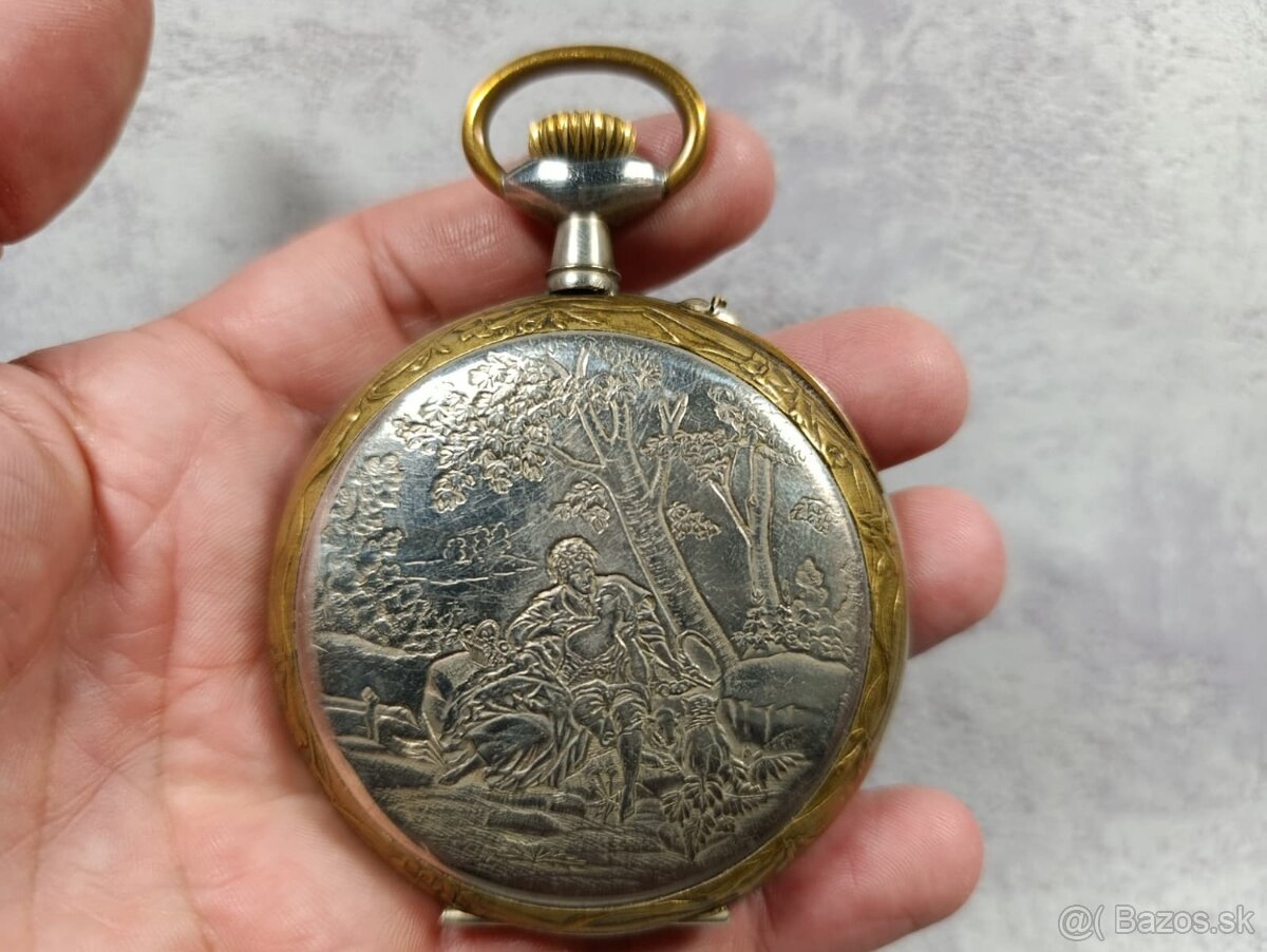 Velké dvouplášťové kapesní hodinky Régulatéur, 67mm,192g - 13