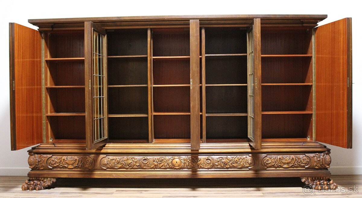 Starožitná neorenesanční knihovna na lvích tlapách - 13