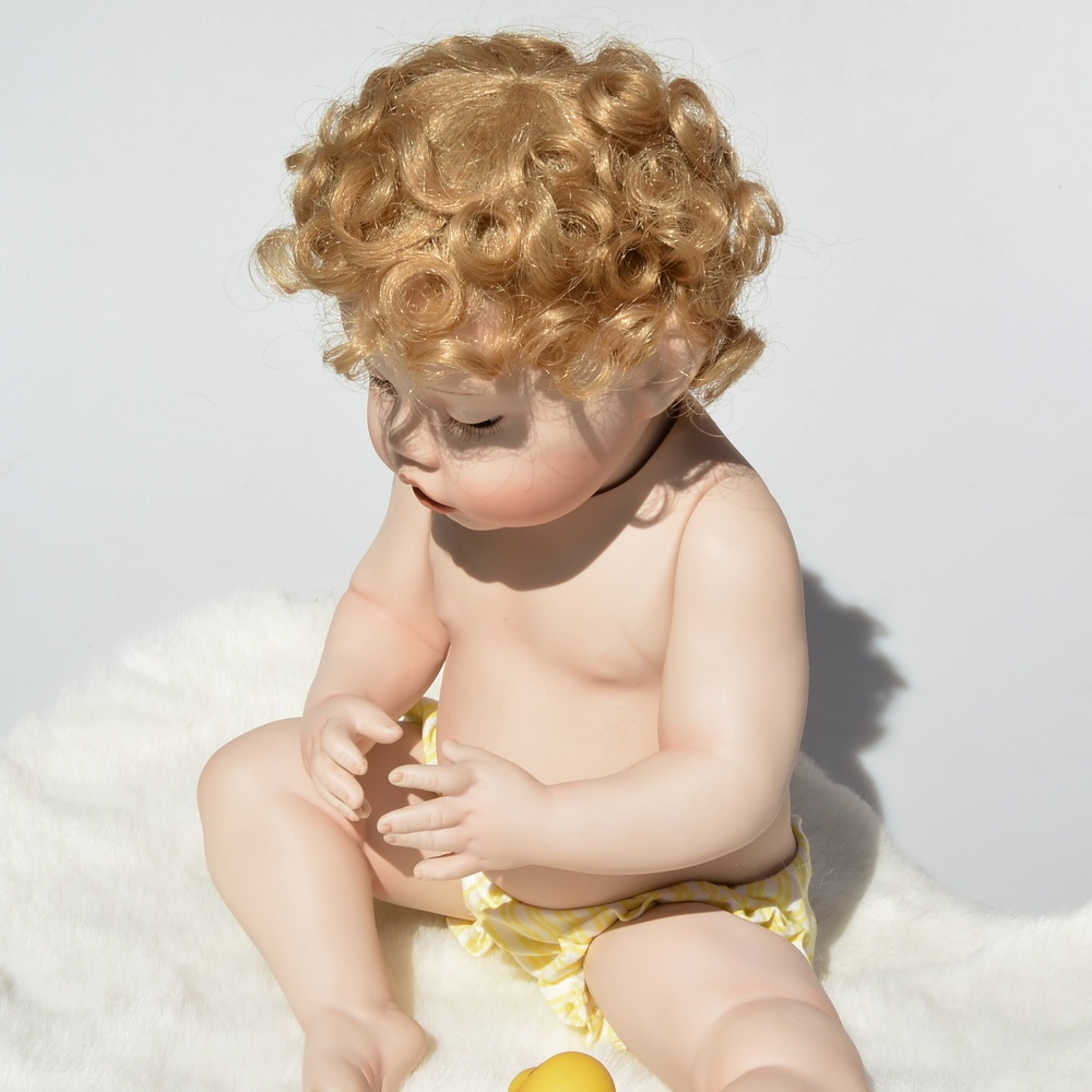 Porcelánová bábika +vanička +kačka +bublinky +kožušinka - 13