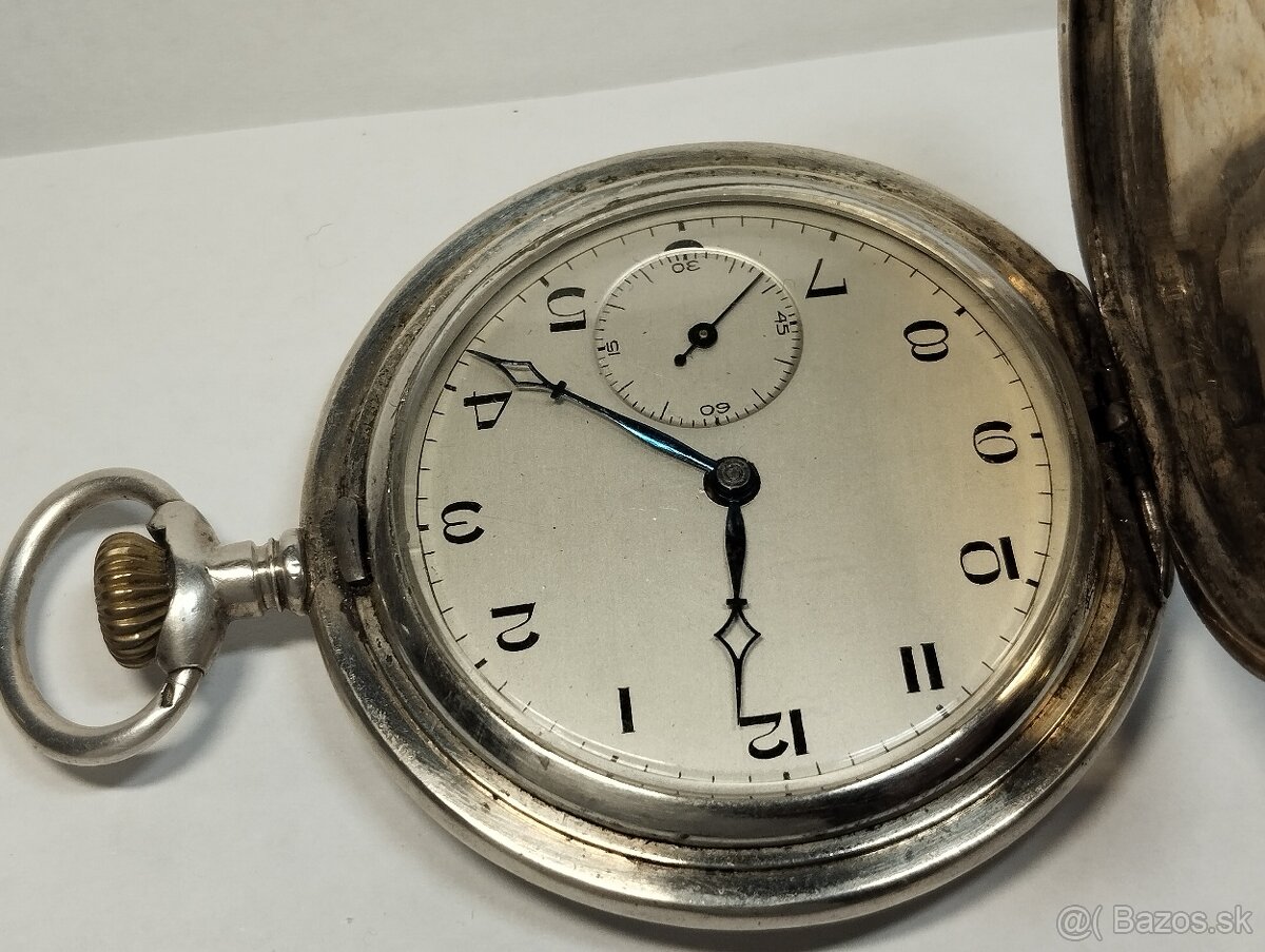Starožitné pánské tříplášťové celostříbrné kapesní hodinky - 13