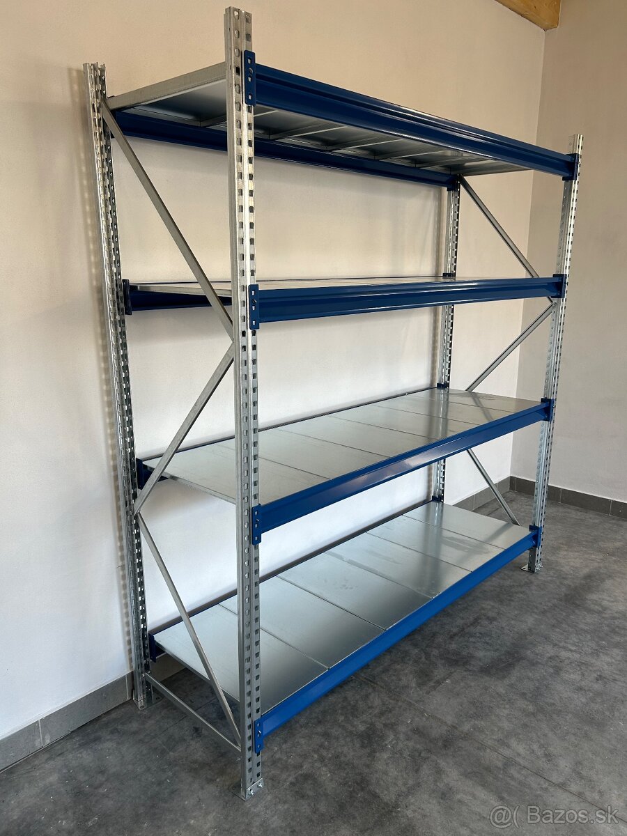 Kovový policovy regál, priemyselný profi nosnosť 450kg - 13