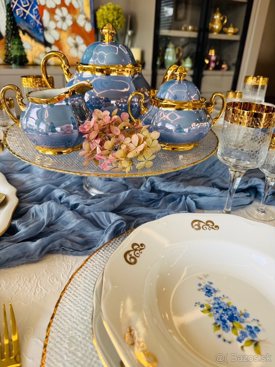 AKCIA Retro vitrínová obedová súprava s nezábudkami - 13