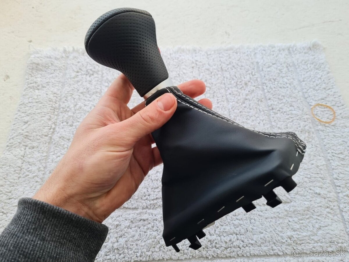 Radiaca páka pre automat AUDI / čierna biela červená nitka - 13