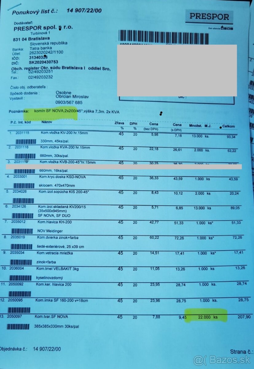 Predám nový komín SF NOVA - 13