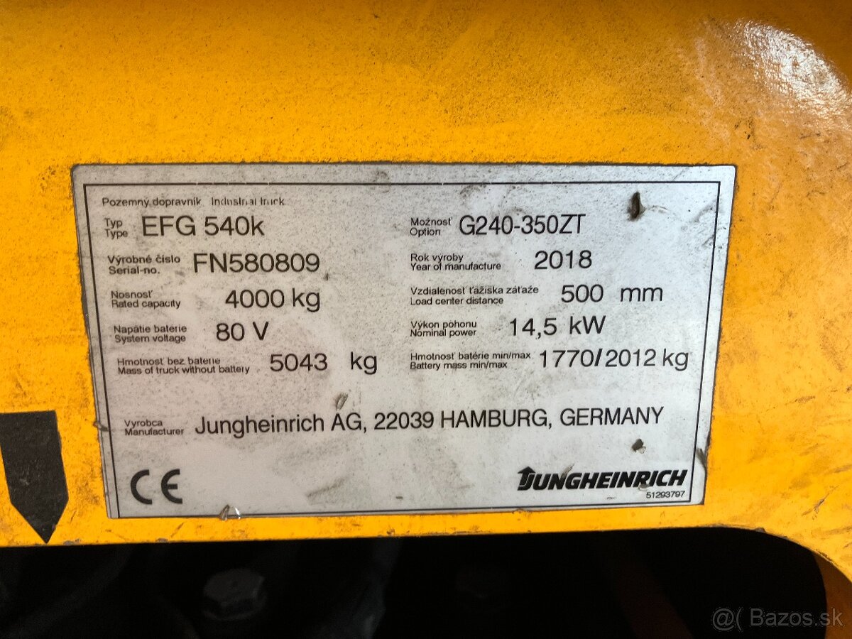 VZV Jungheinrich EFG 540k elektrický (možnosť odpočtu DPH) - 13