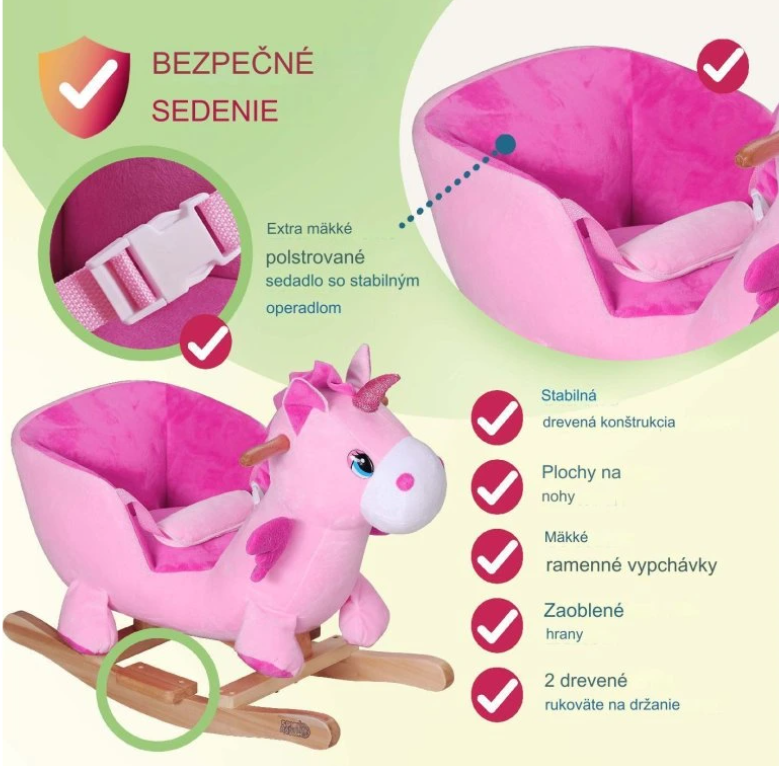 Detský hojdací jednorožec sloník koník so zvukom a baterkami - 13