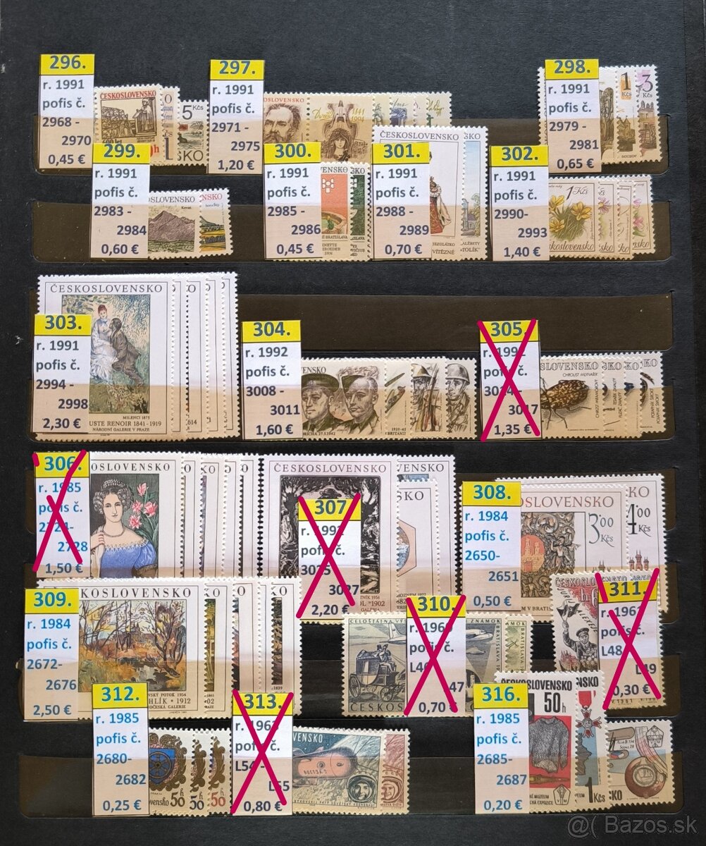 Poštové známky Českoslovemsko - série čisté - 13