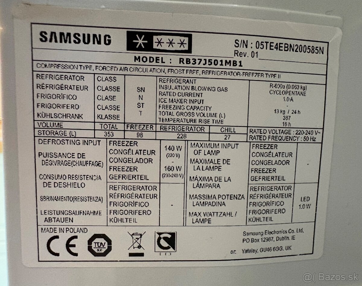 Chladnička Samsung čierna 353l - 13
