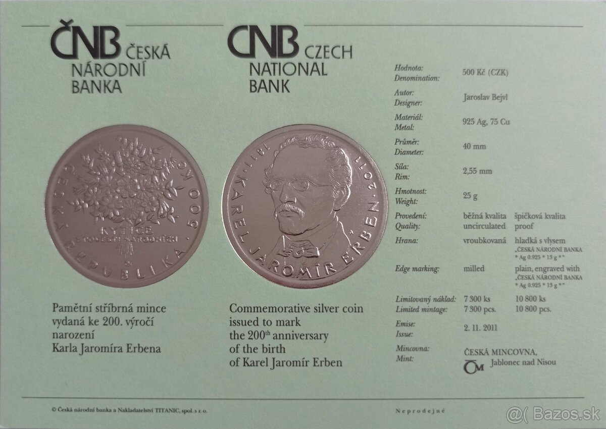 500 korún - PROOF / BK - ČNB - striebro - - 13