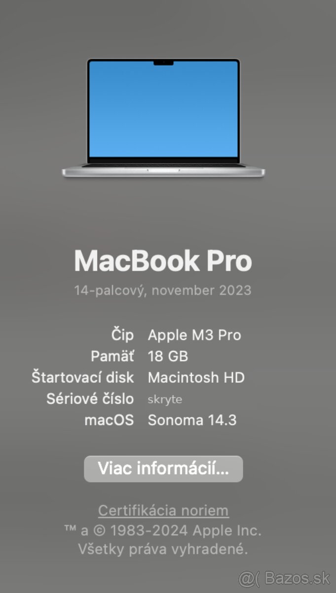MacBook Pro 14" M3 Pro 18GB/512GB, ako nový - 13