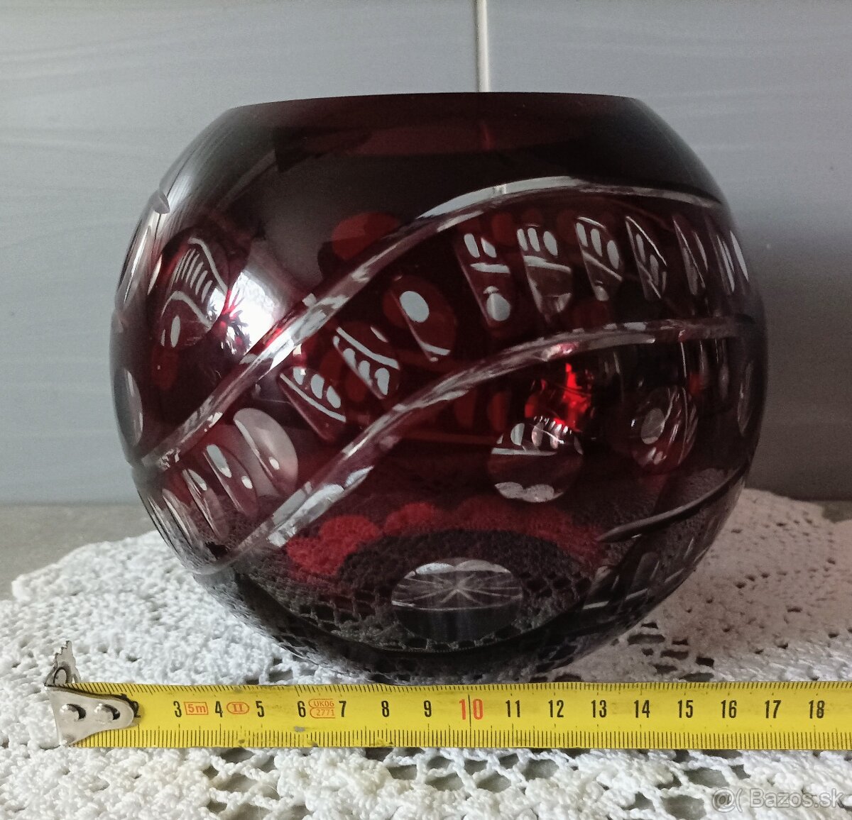 Krištáľ - rubínová karafa , poháre, vázy - 13