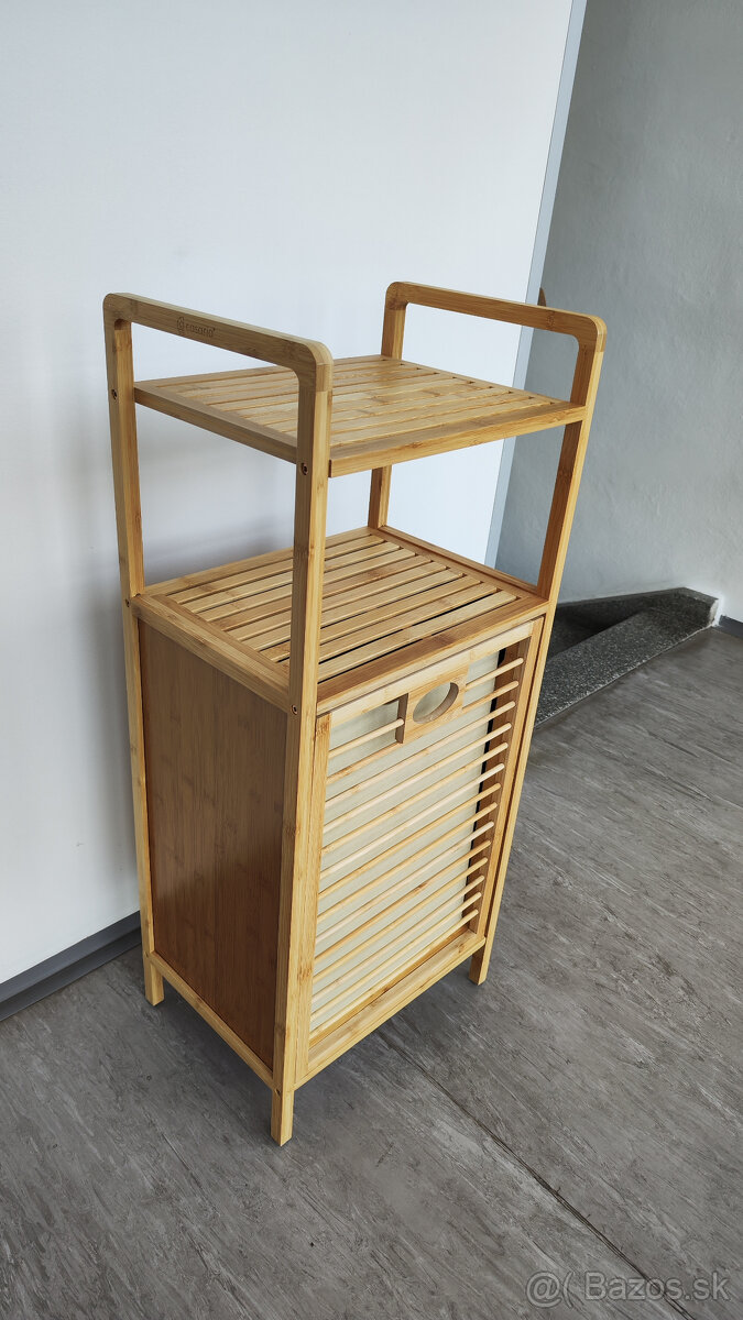 Bambusová polica s košom na prádlo - 13