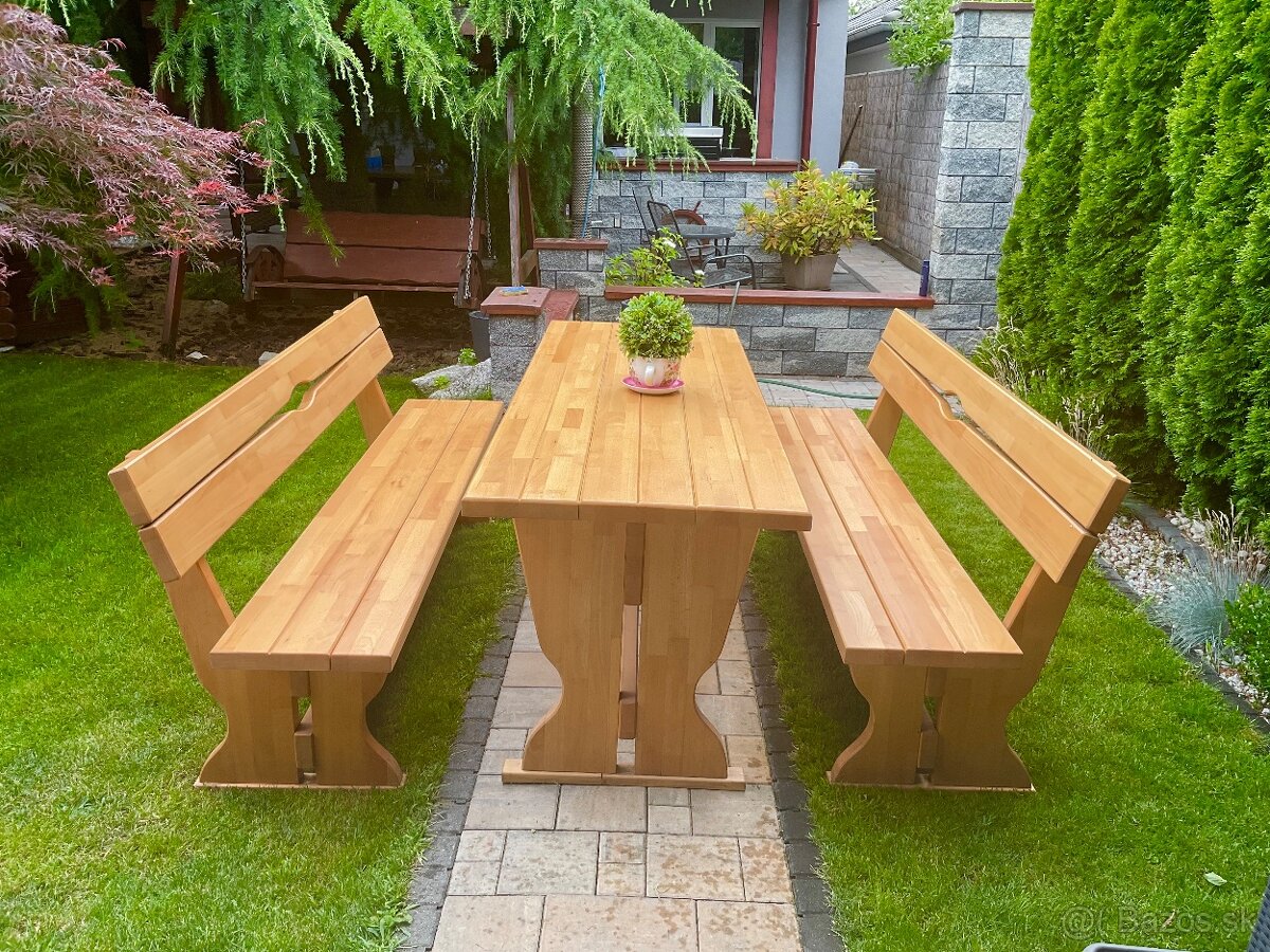 Masívny Dubový set srôl a dve lavice dĺžka 2m - 13