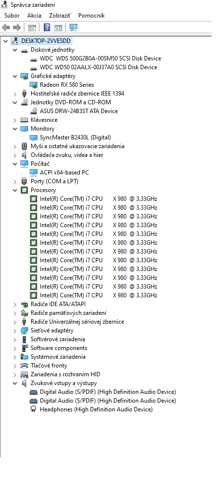 PC Intel Core i7-980X, 24GB RAM, Radeon RX580 - 13