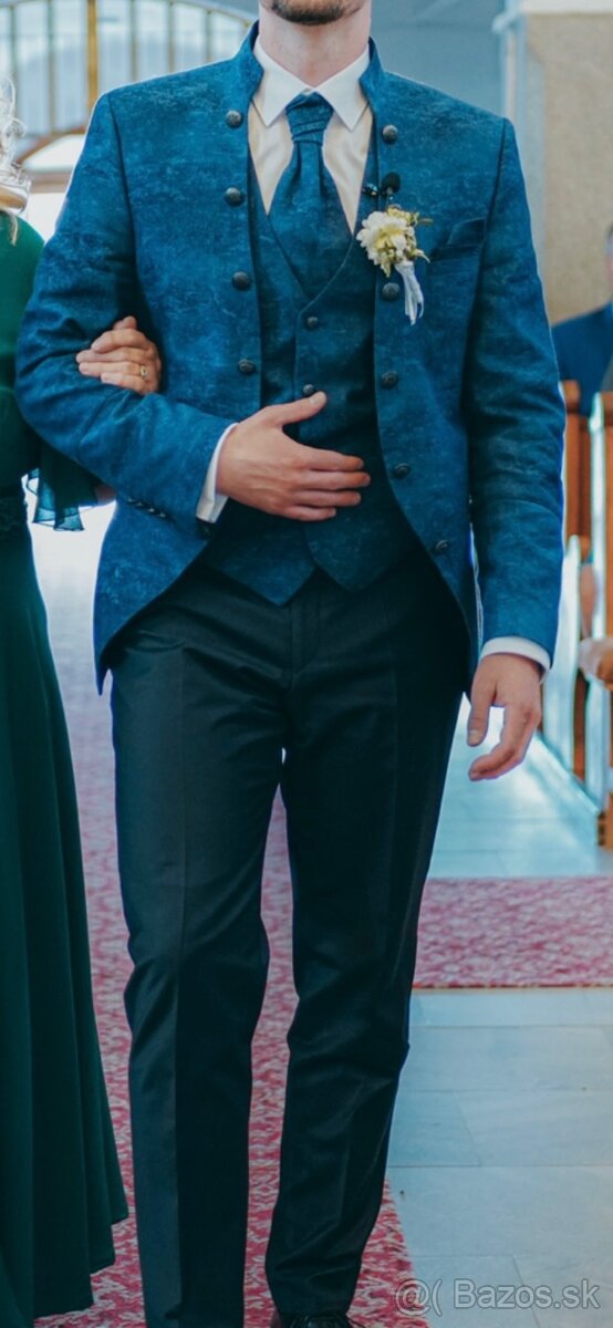 Wilvorst, svadobný modrý barokový oblek - 13