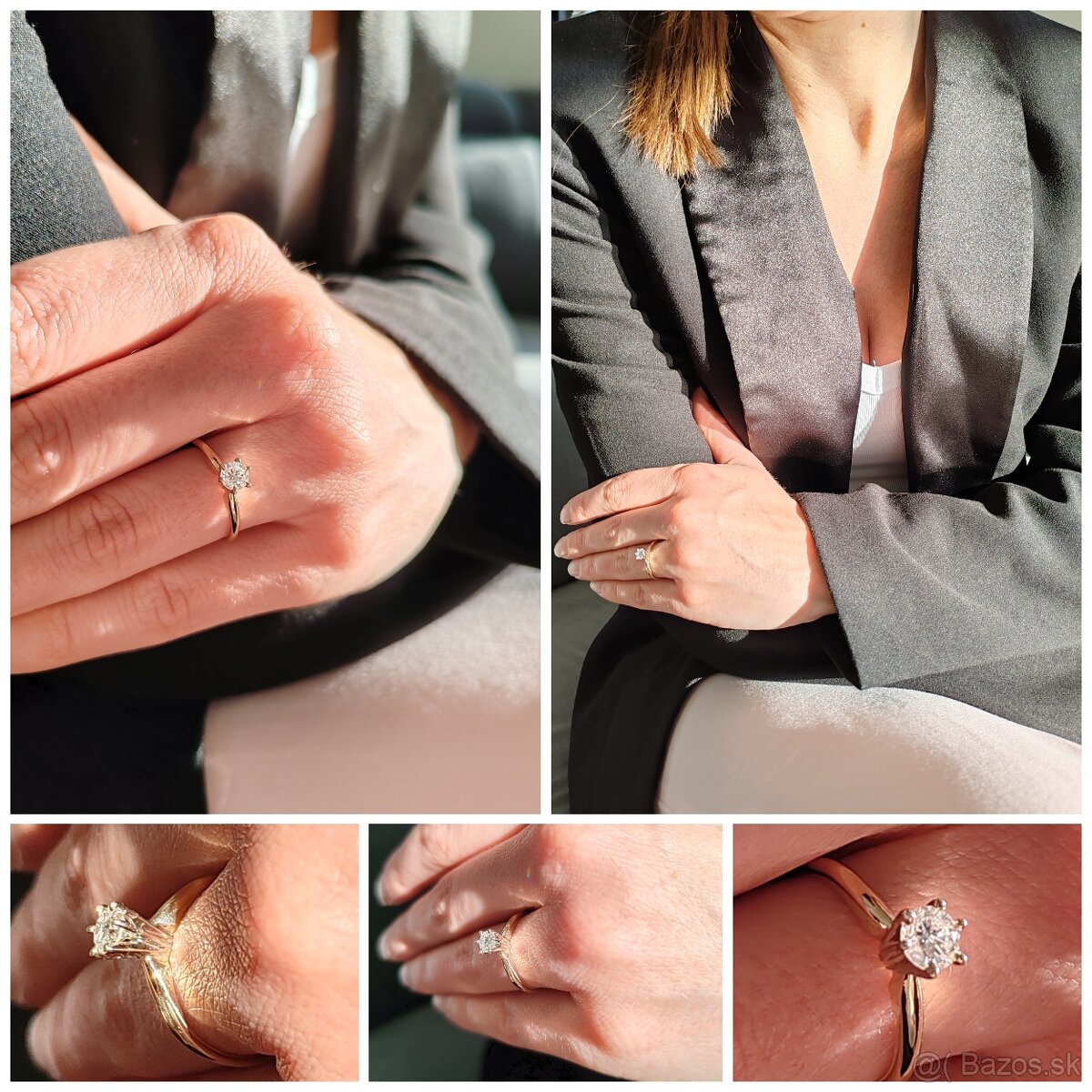 Zlatý diamantový prsteň k zásnubám - 13