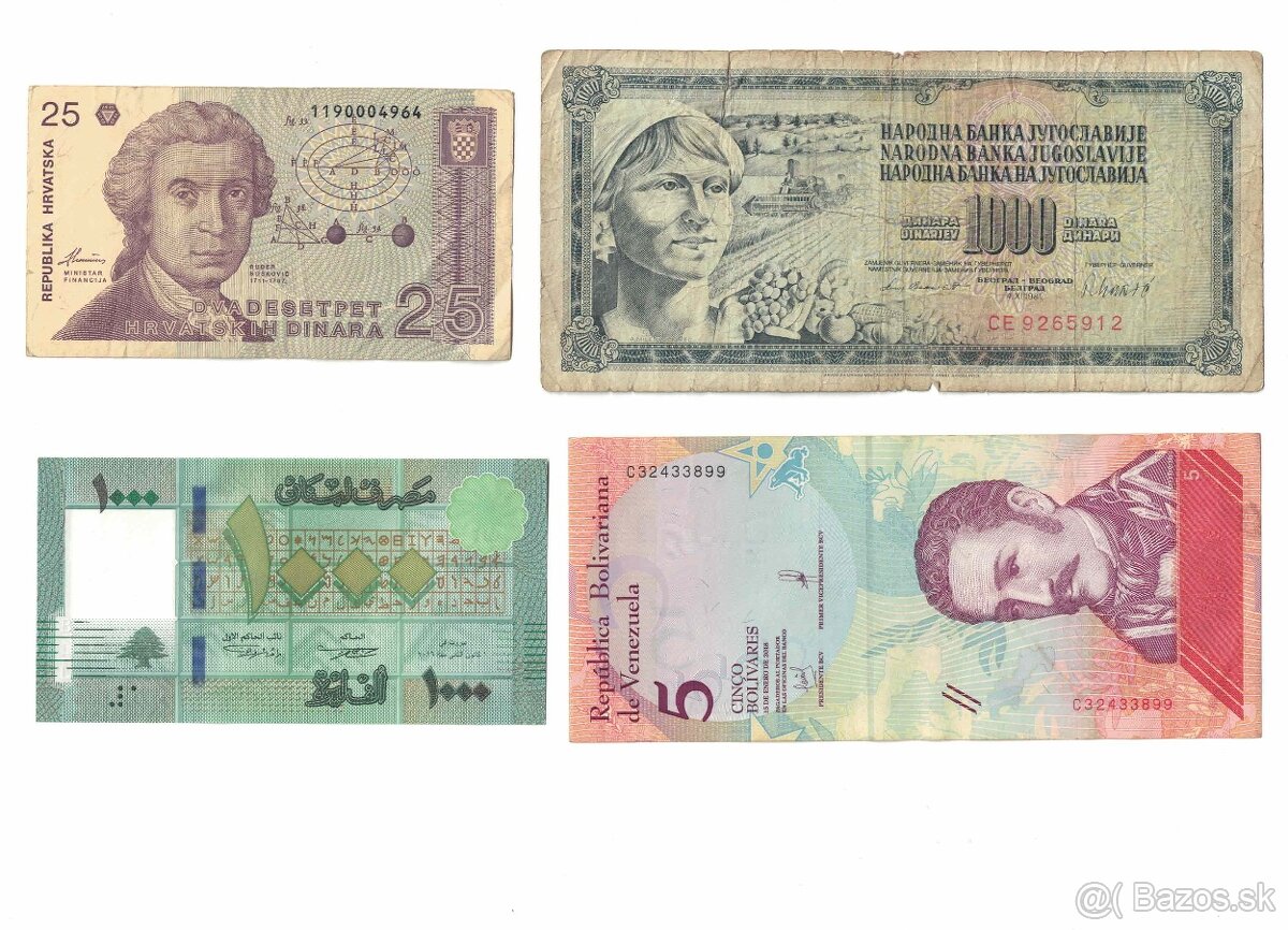 Zbierka bankoviek - rôzne po 2eur + Kubánske mince (doplnené - 13