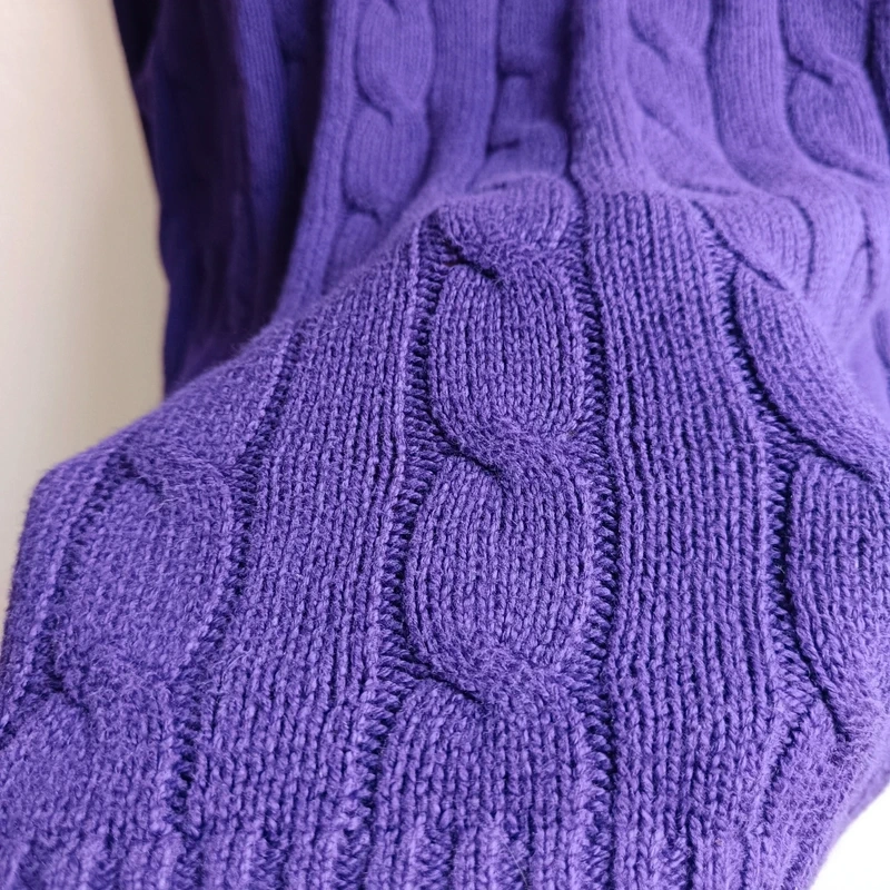 POLO Ralph Lauren fialový pletený sveter cable knit L - 13