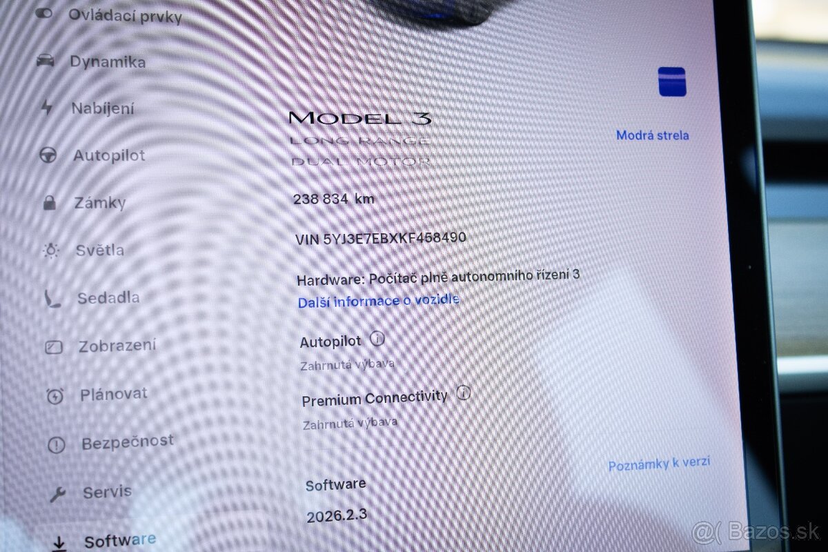 Tesla 3 Long Range, Premium Sound, Ťažné, Deep Blue Met, DPH - 13