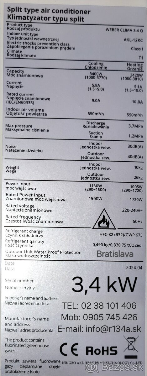 Klimatizácia NOVÁ WEBER wifi možnosť kúriť chladiť - 13