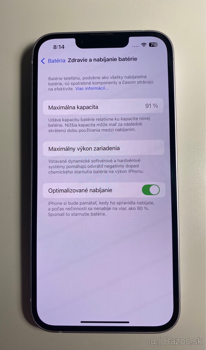 iPhone 14 Purple, batéria 91% - 13