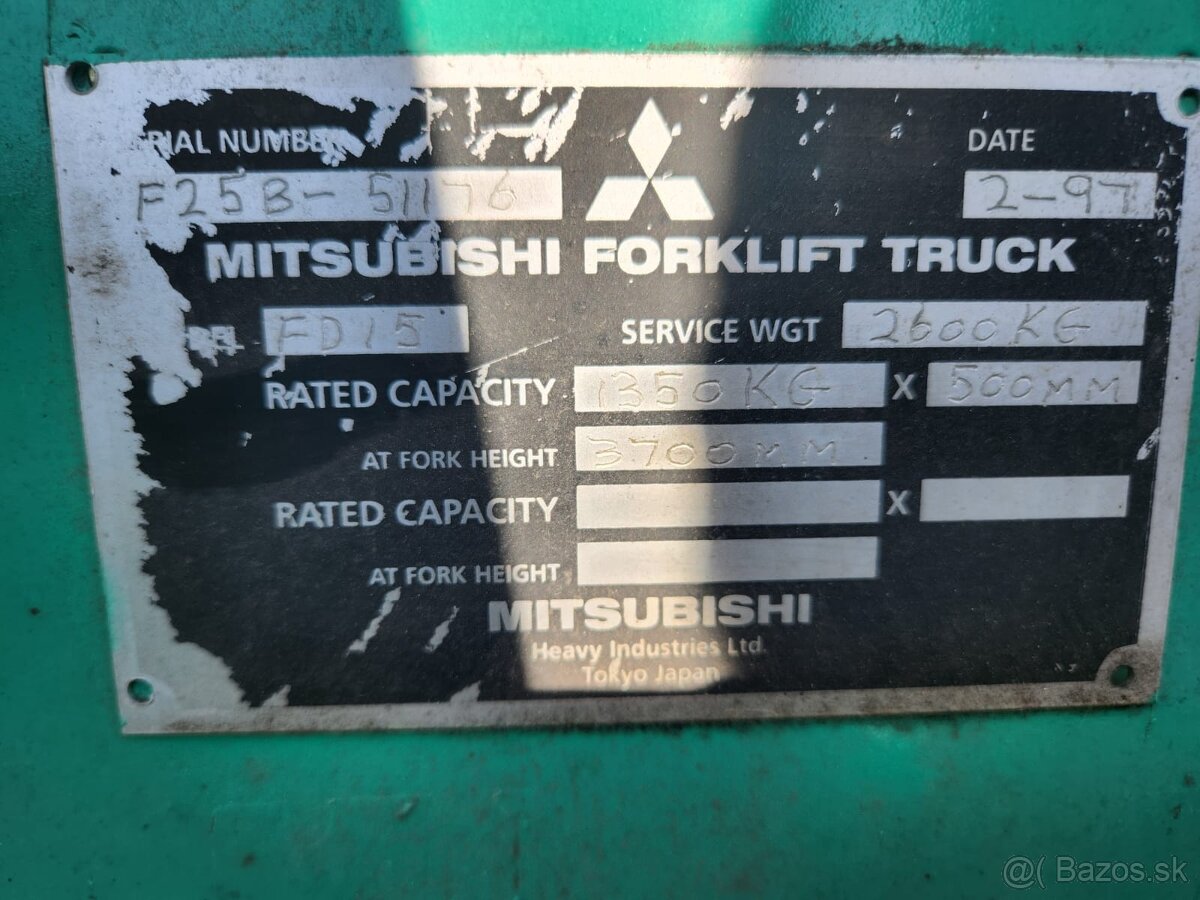 VZV Mitsubishi FD15 plynový, 1350kg, 3.7m, boční posuv - 13