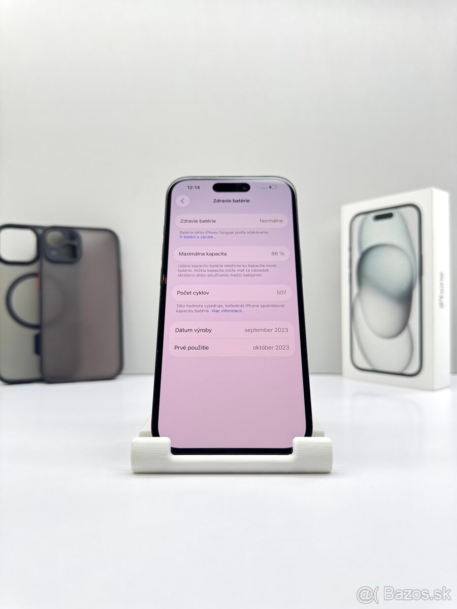 iPhone 15 BLACK 128GB TOP STAV ORIGINÁL+PRÍSLUŠENSTVO - 13