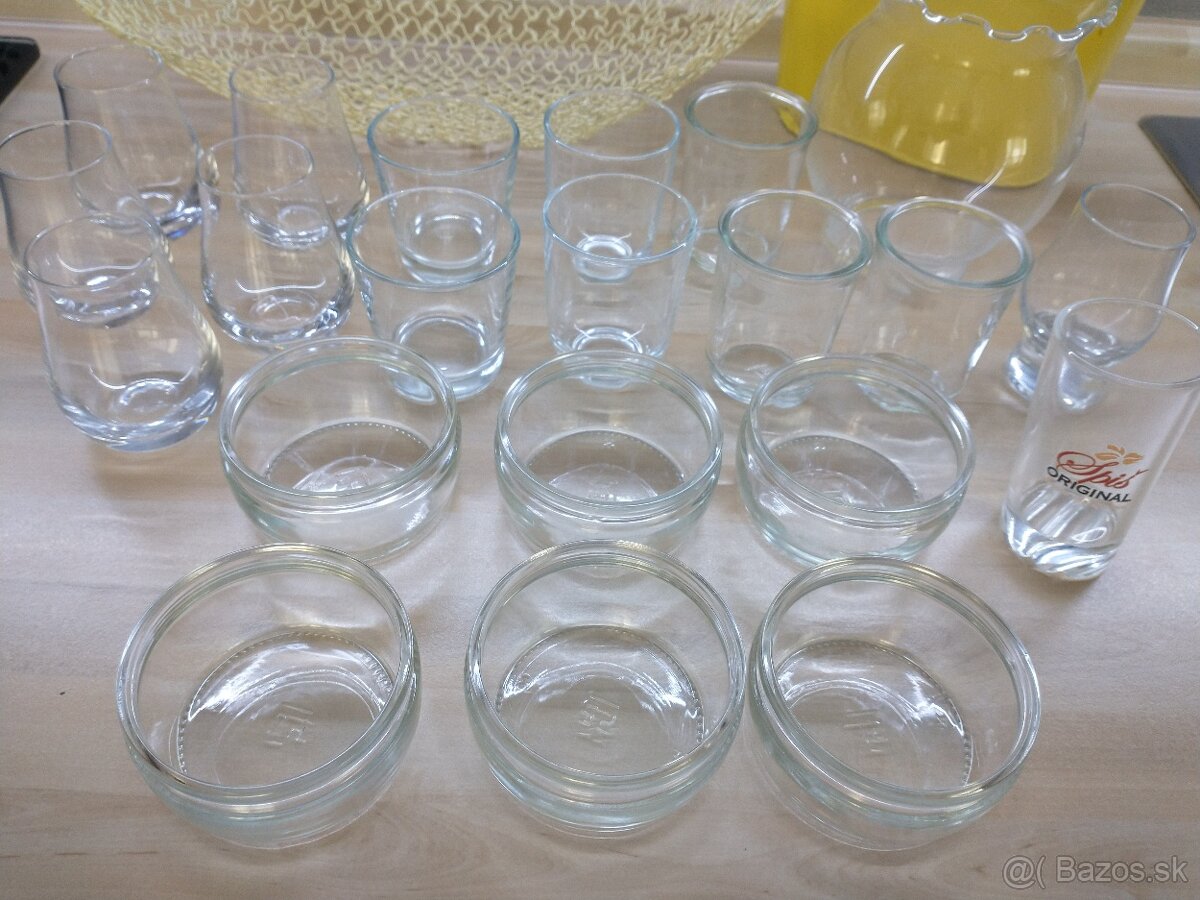 sloník, sklenená, drevená a plechové krabičky/košík, poháre - 13