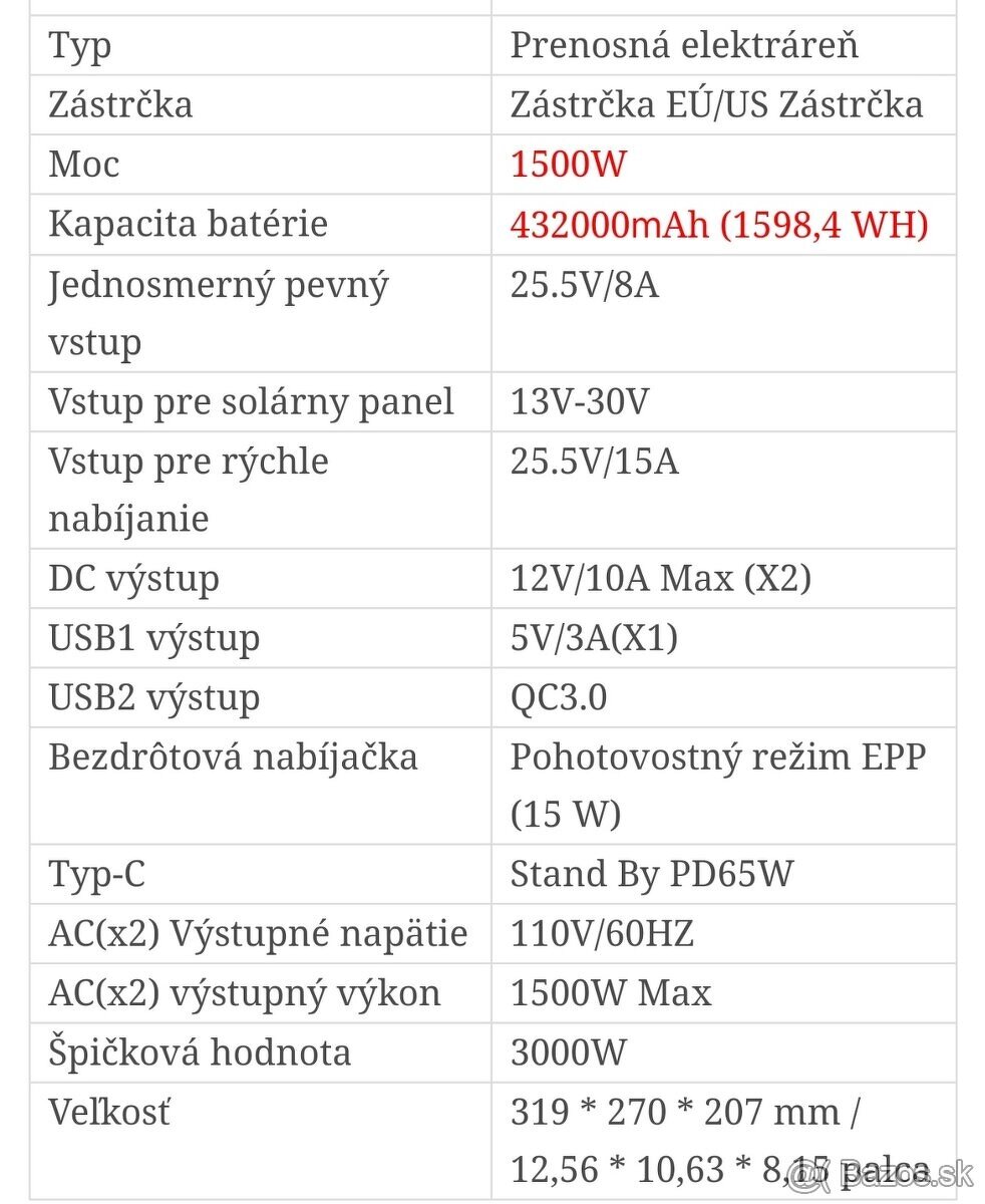 Generátor energie - špičková hodnota 1 500W, 1598,4Wh - 13