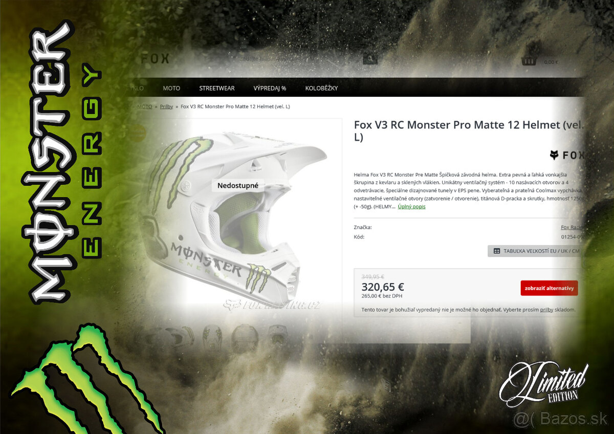 Fox V3 Ricky Carmichael Monster Pro Matte 12 Helmet (vel. L) - 13