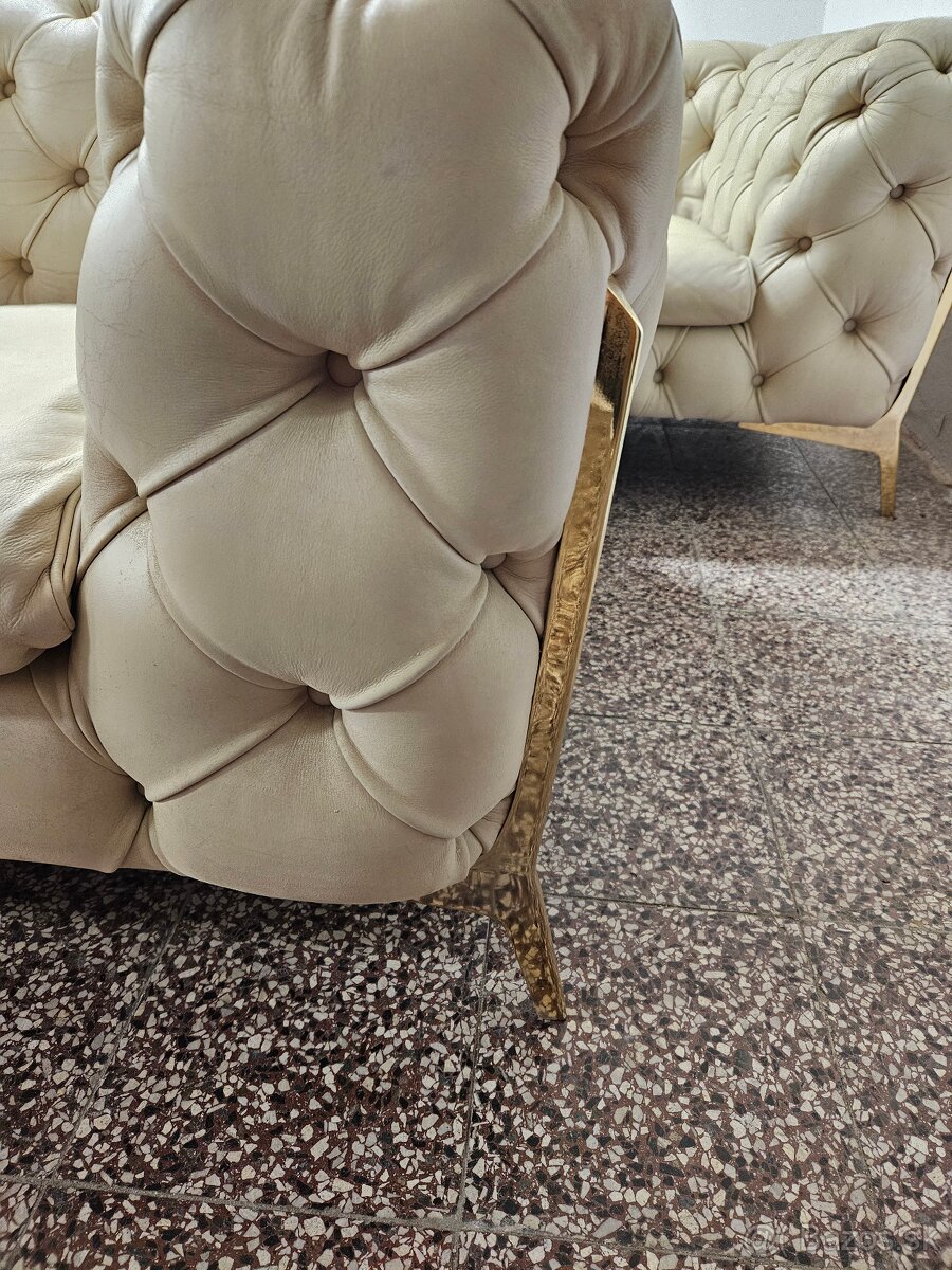 CHESTERFIELD ŠTÝL-CALIA ITALY,KOŽENÁ SEDAČKA 3+2+1,NEROZŤ. - 13