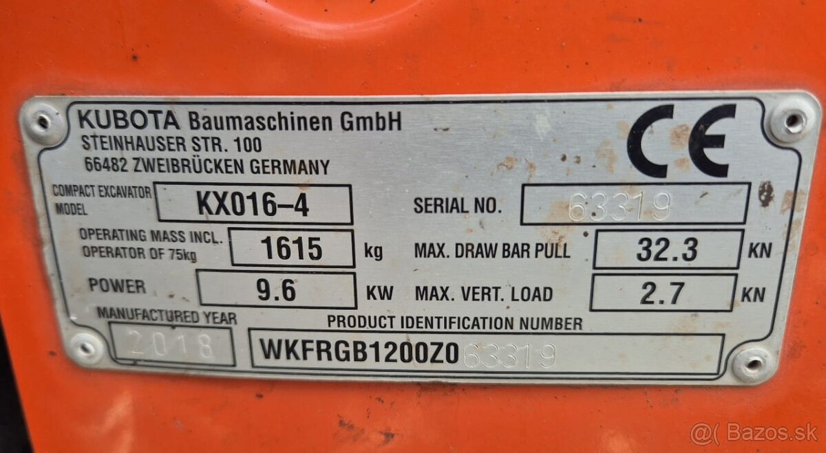 K prodeji mini bagr Kubota KX 016 - 13