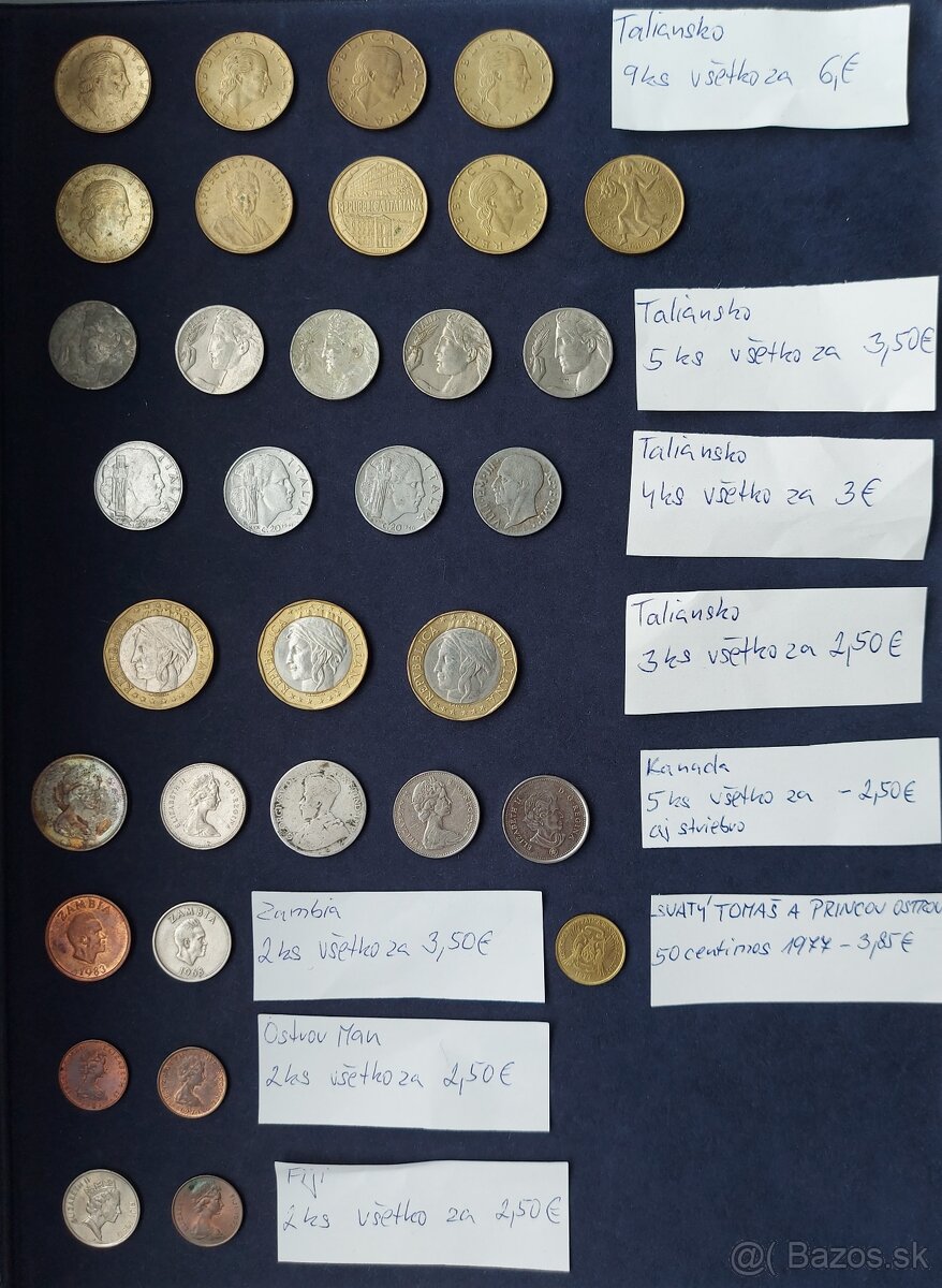 Zbierka mincí - Tunisko, Taliansko, Kanada, striebro ostrovy - 13