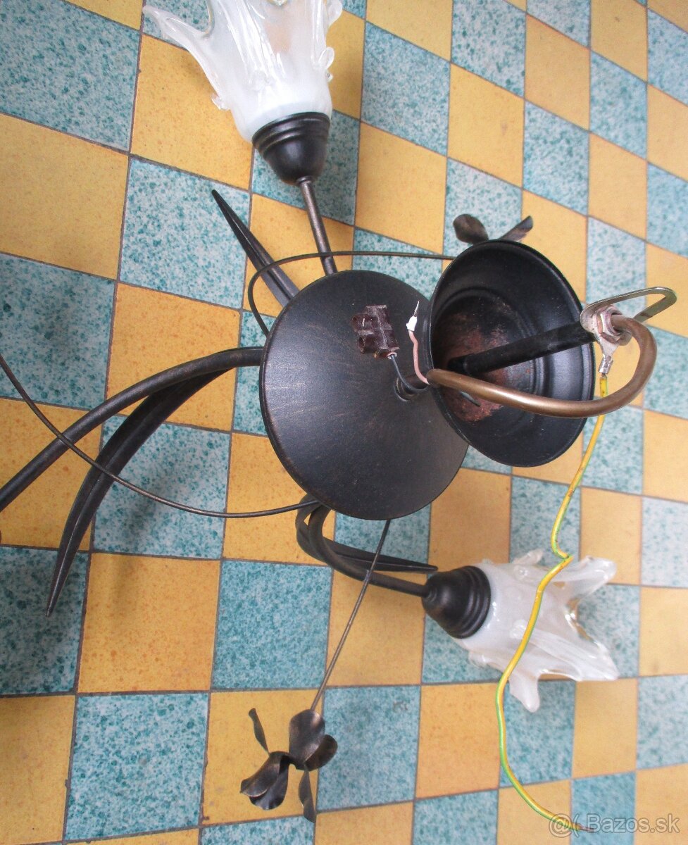 starožitný trojlampový luster - 13