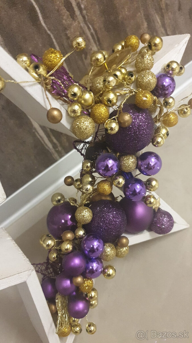 adventný vianočný sviatočný veniec + ozdobné hviezdy z dr - 13