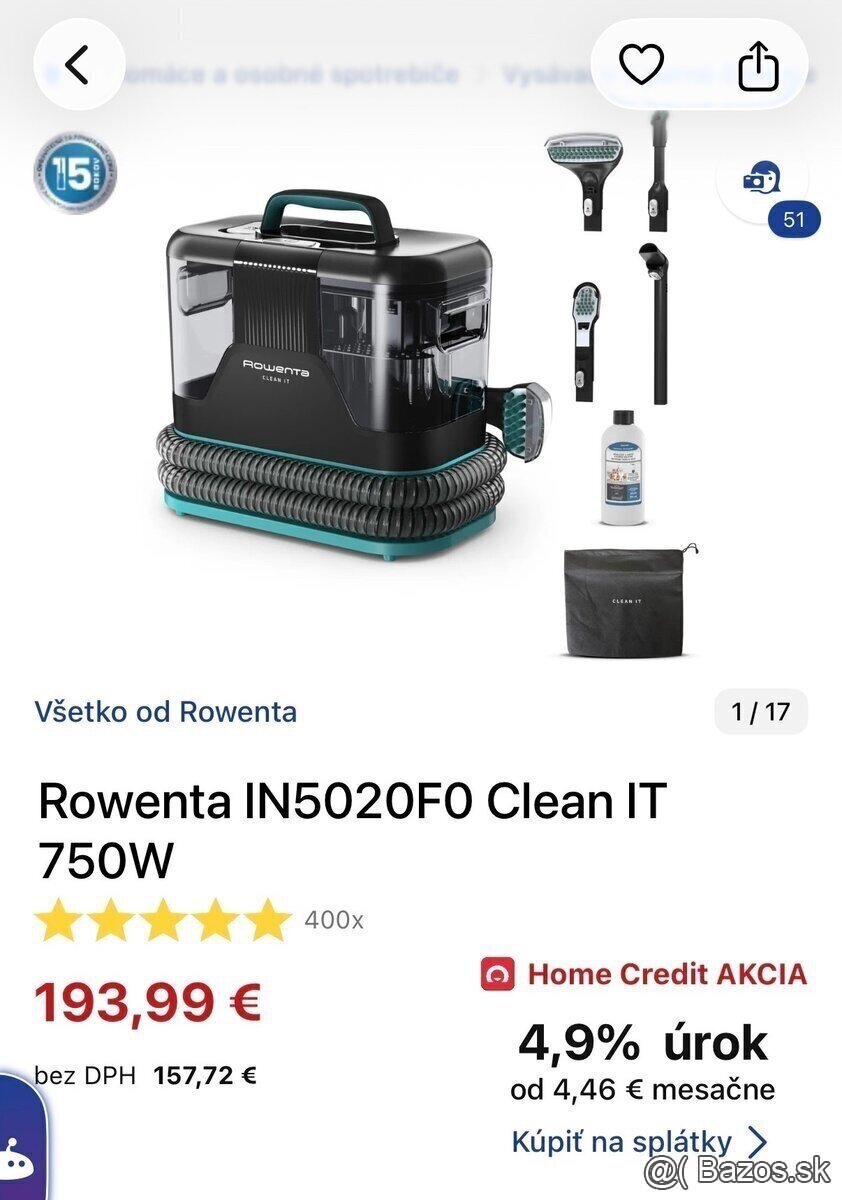 Čistič škvŕn a tepovač Rowenta - 13