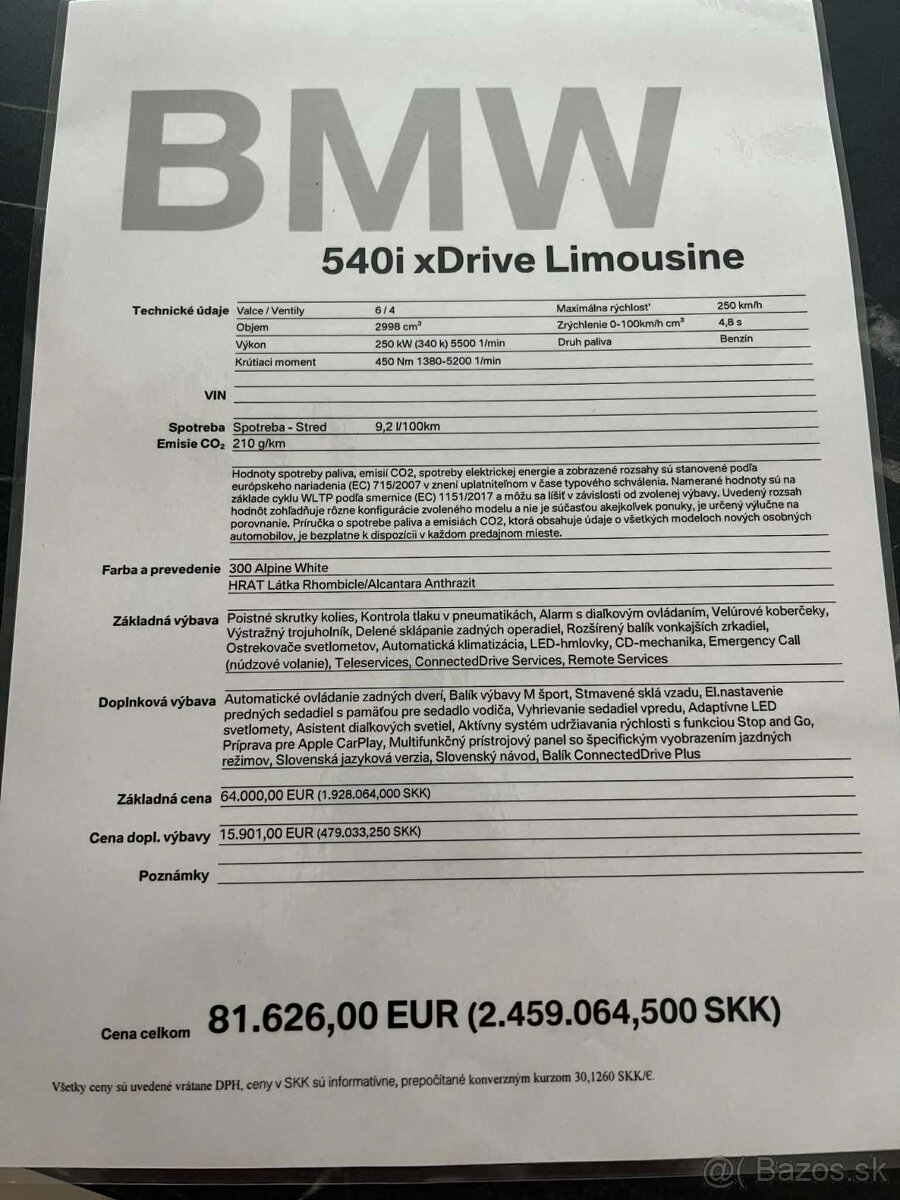 BMW 540i xDrive Limousine - Benzín - 13