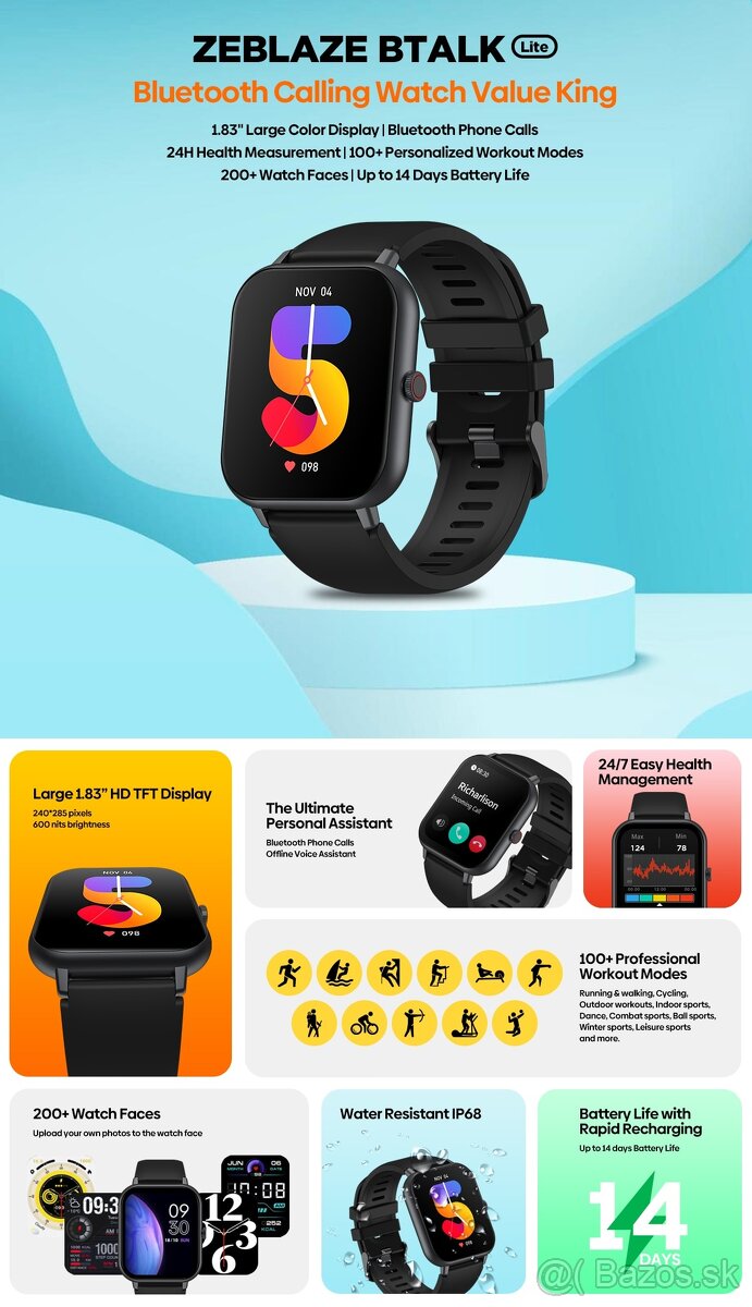 Colmi a Zeblaze Smart hodinky. Čierne prevedenie. - 13