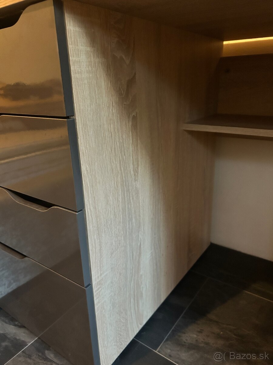 Písací stol Robby dub/sonoma/šedý lesk - 13