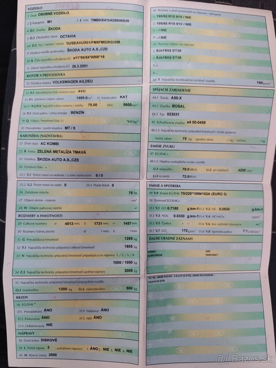 Predam Skoda Octavia 1, 1.6MPi 75KW/2001 - 13