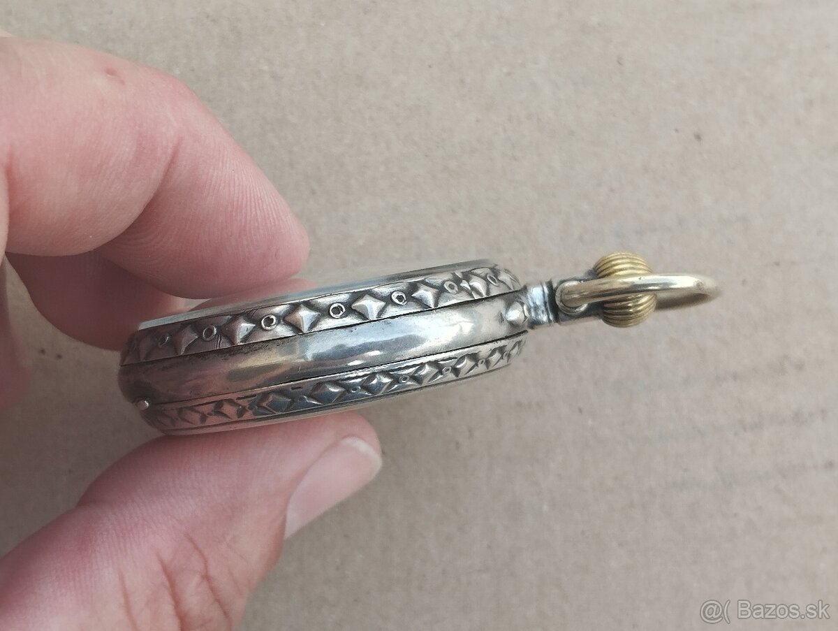 Starožitné dvoupláštové stříbrné zdobené kapesní hodinky. - 13