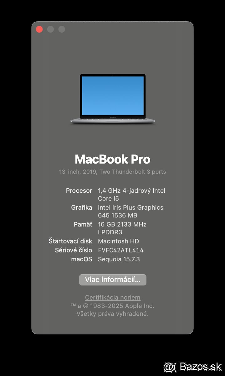 MacBook Pro (13-inch, 2019) /Core-i5/16GB RAM/256GB SSD - 13