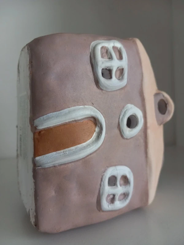 Sada 3ks ručne robené keramické domčeky na sviečku - 13